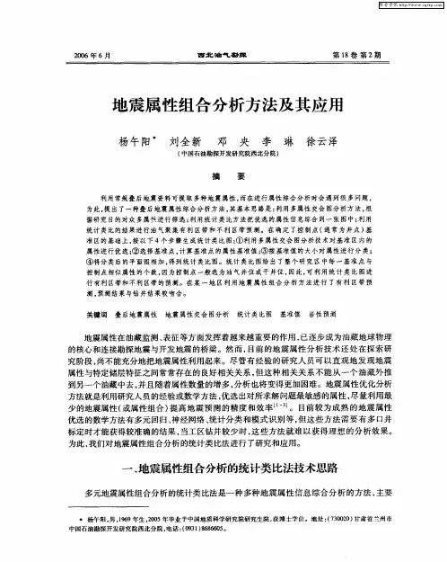地震属性组合分析方法及其应用