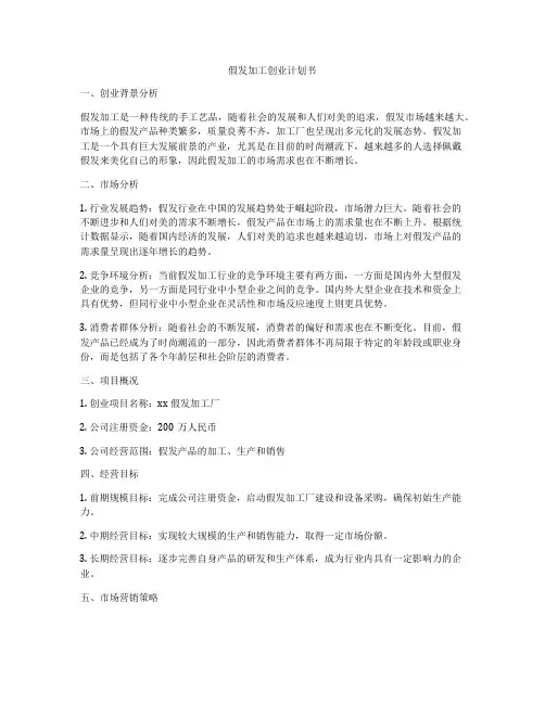 假发加工创业计划书