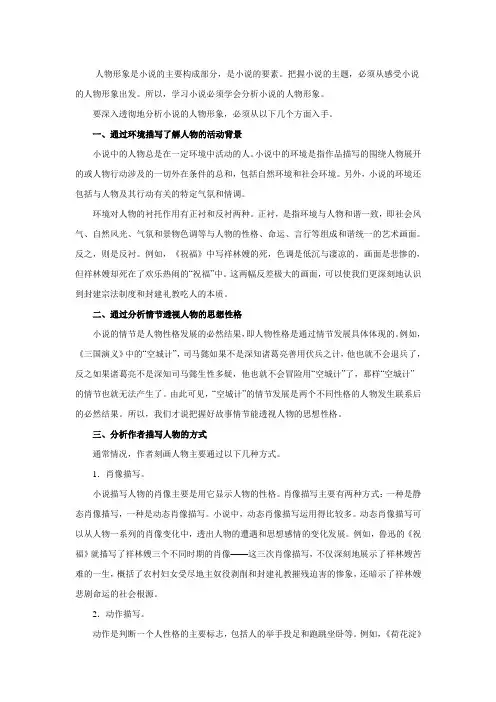 小说的人物形象