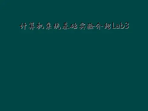 计算机系统基础实验介绍Lab3