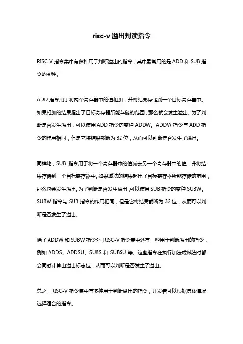 risc-v溢出判读指令