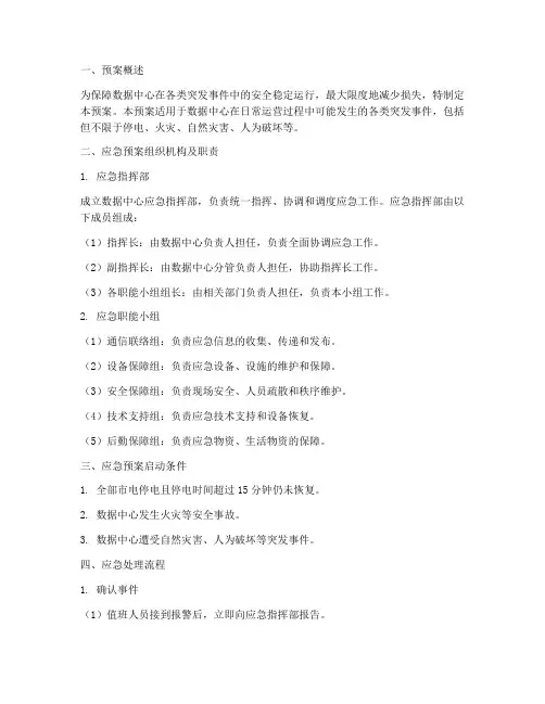 数据中心应急预案模板