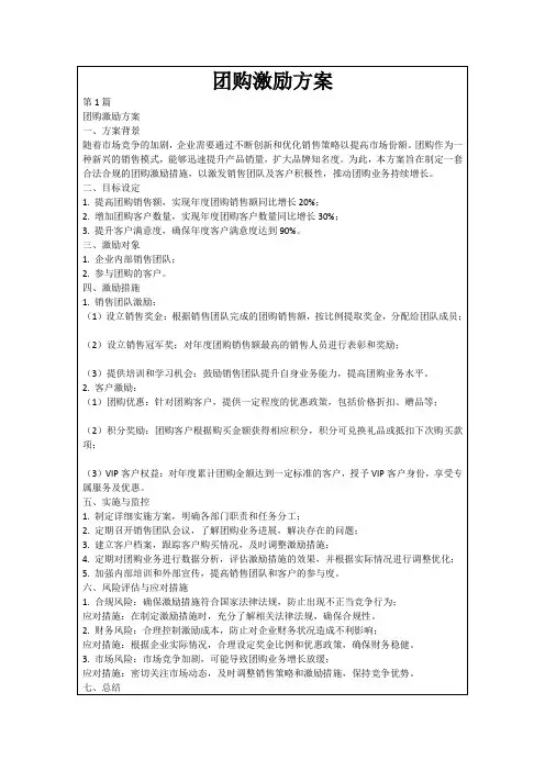 团购激励方案