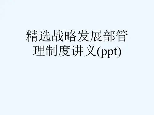 精选战略发展部管理制度讲义(ppt)