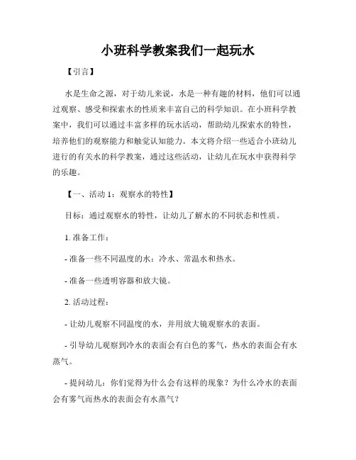 小班科学教案我们一起玩水