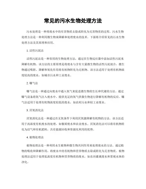 常见的污水生物处理方法