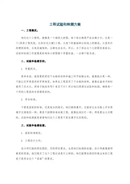 工程试验和检测方案