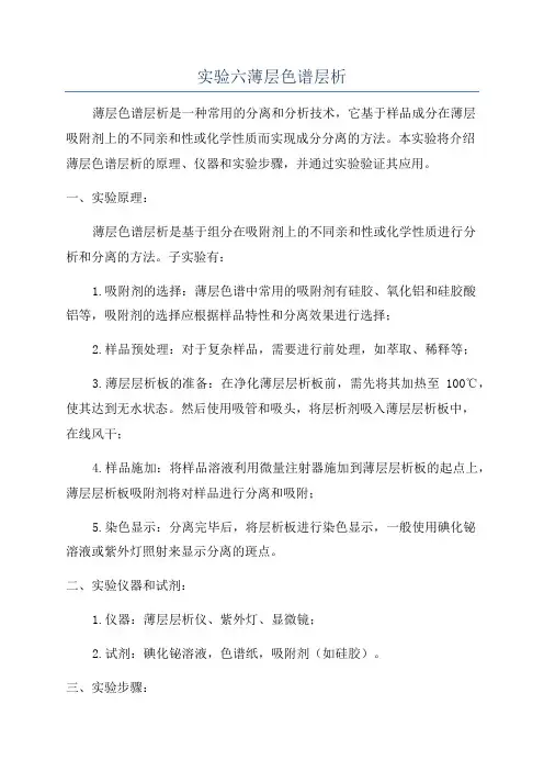 实验六薄层色谱层析