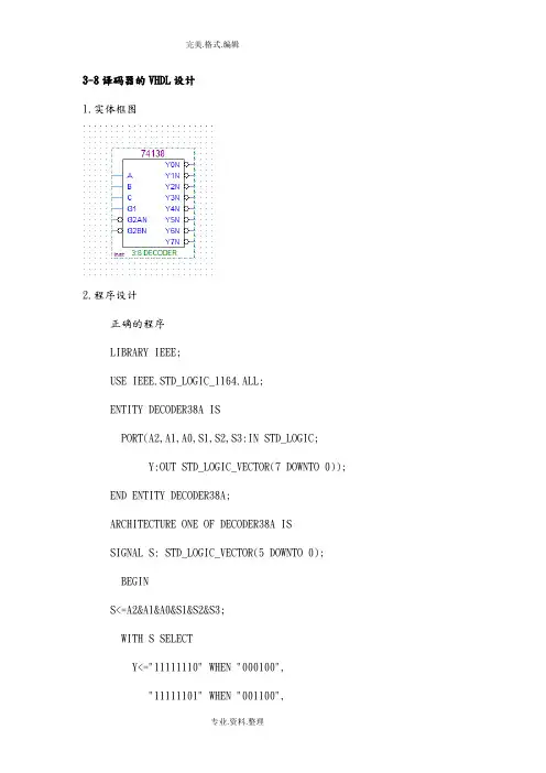 3_8译码器的VHDL设计