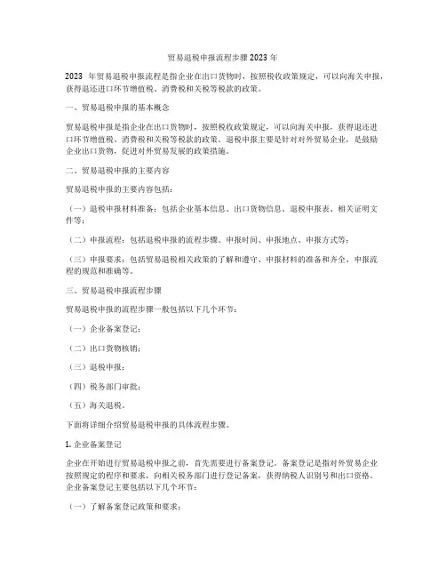 贸易退税申报流程步骤2023年