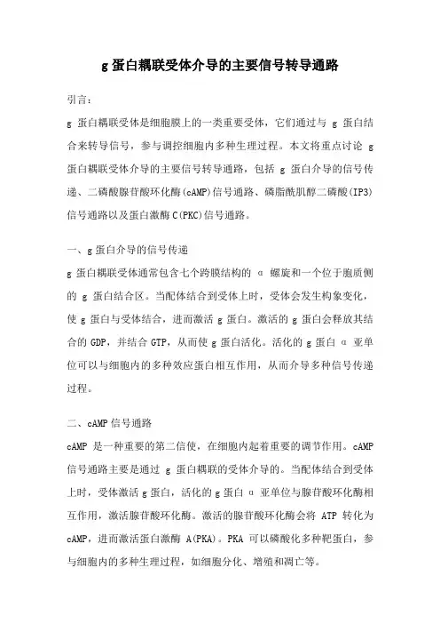 g蛋白耦联受体介导的主要信号转导通路