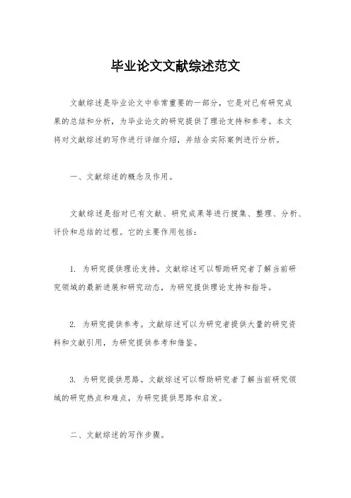 毕业论文文献综述范文