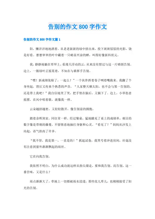 告别的作文800字作文