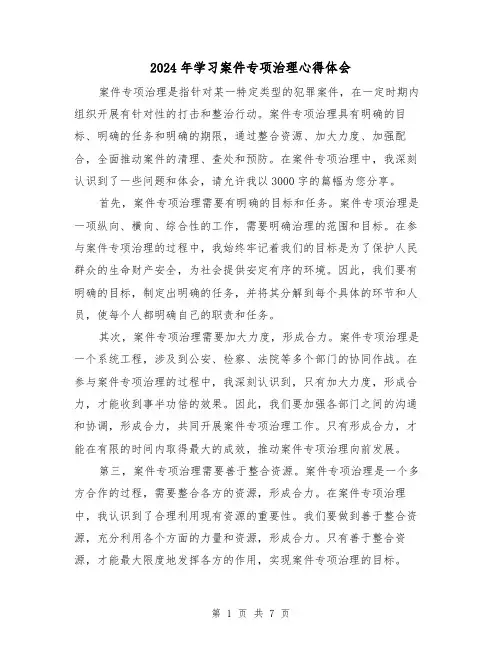 2024年学习案件专项治理心得体会(三篇)