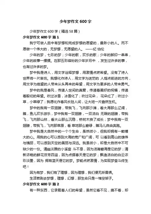 少年梦作文600字（精选58篇）