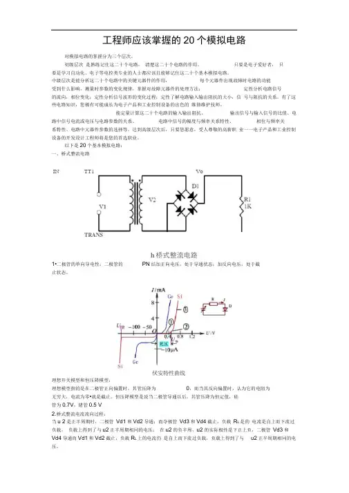 工程师应该掌握的20个模拟电路(整理)