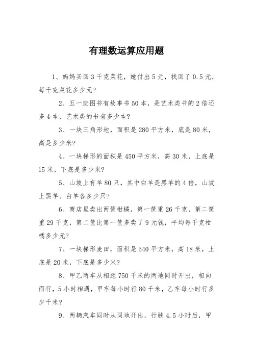 有理数运算应用题
