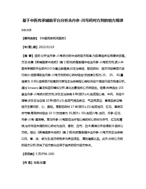 基于中医传承辅助平台分析含丹参-川芎药对方剂的组方规律