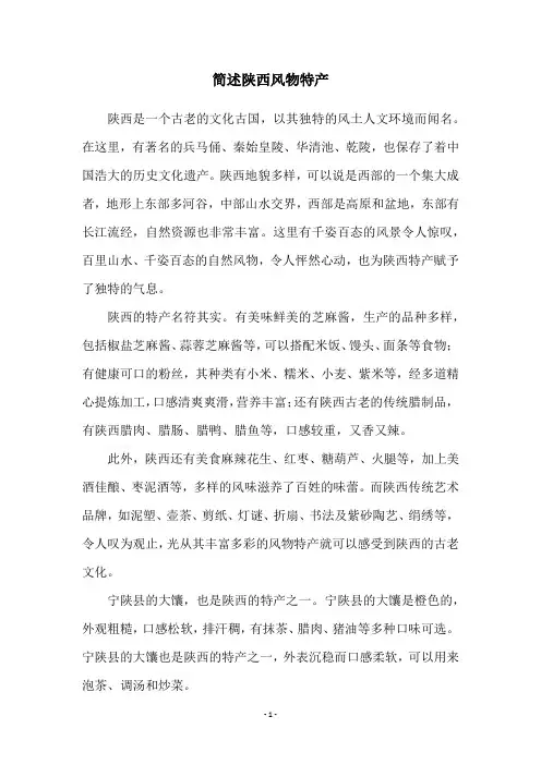简述陕西风物特产