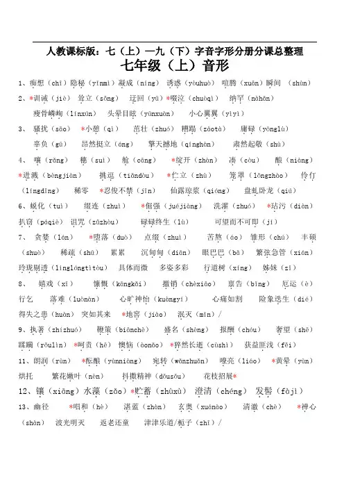 中考字音字形大全(人教版)
