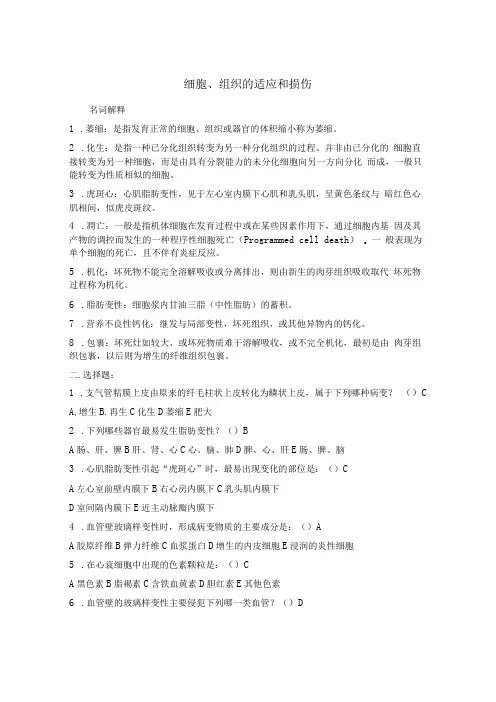 细胞组织的适应和损伤