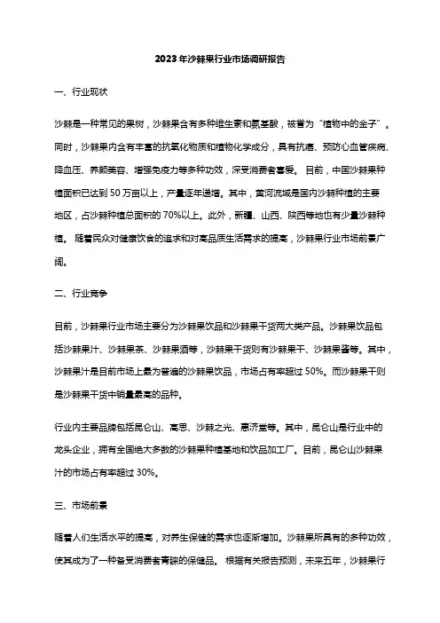2023年沙棘果行业市场调研报告