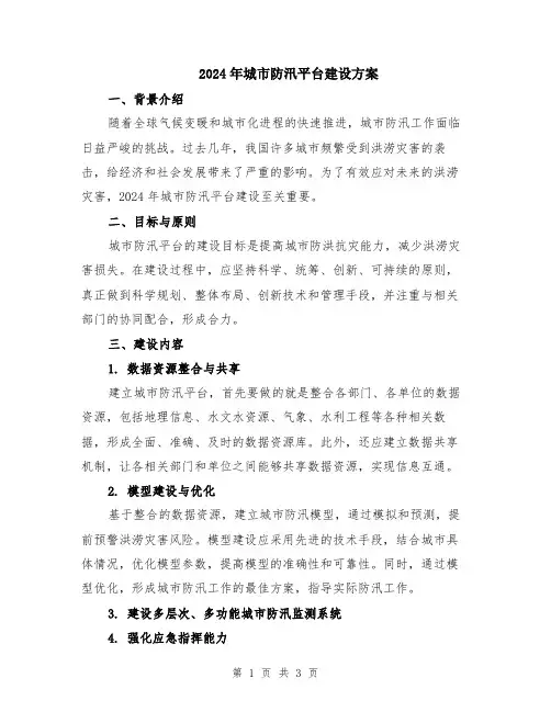 2024年城市防汛平台建设方案