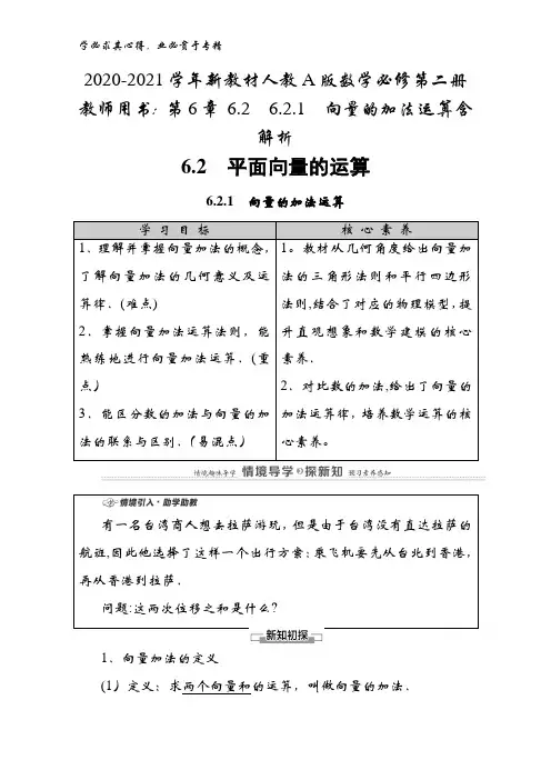 2020-2021人教版数学第二册教师用书：第6章 6.26.2.1向量的加法运算含解析