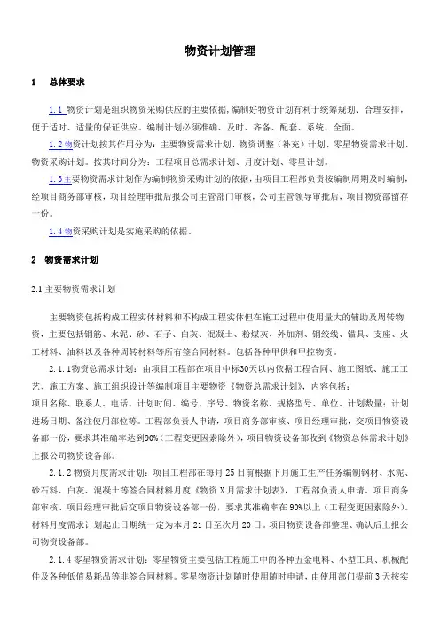 物资计划管理