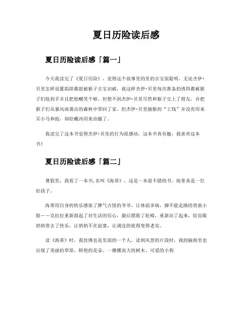 夏日历险读后感