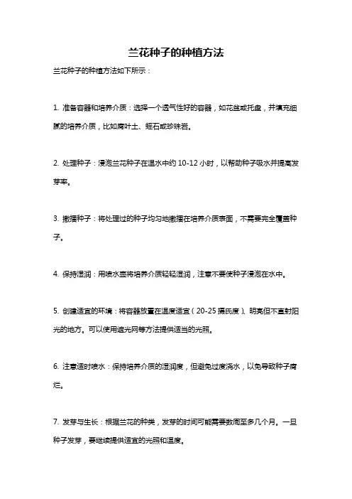 兰花种子的种植方法