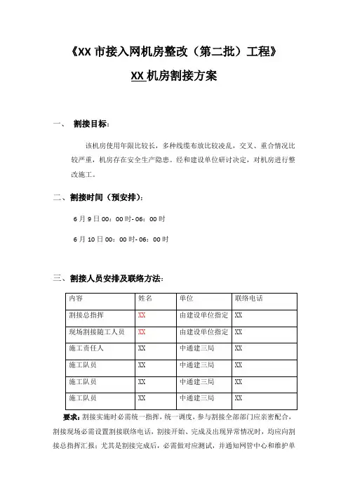 通信机房整治割接专项方案