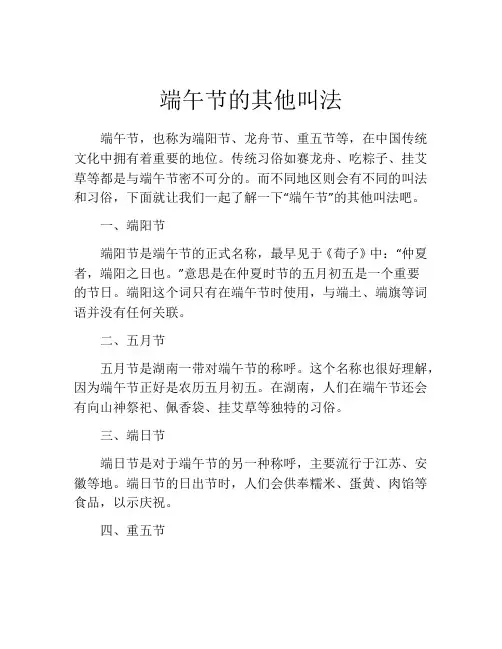 端午节的其他叫法