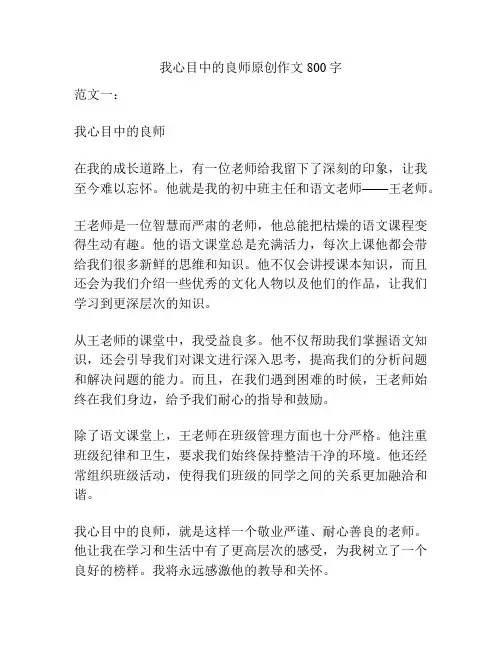 我心目中的良师原创作文800字