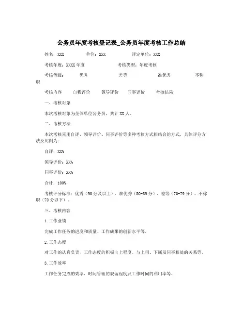 公务员年度考核登记表_公务员年度考核工作总结