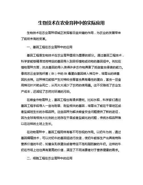 生物技术在农业育种中的实际应用