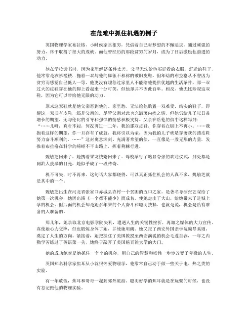 在危难中抓住机遇的例子