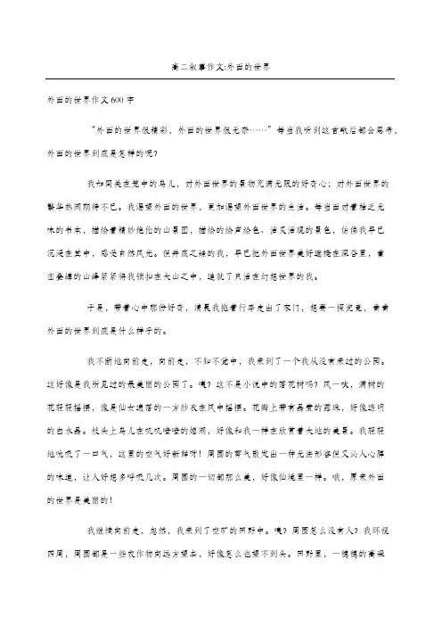 高二叙事作文外面的世界