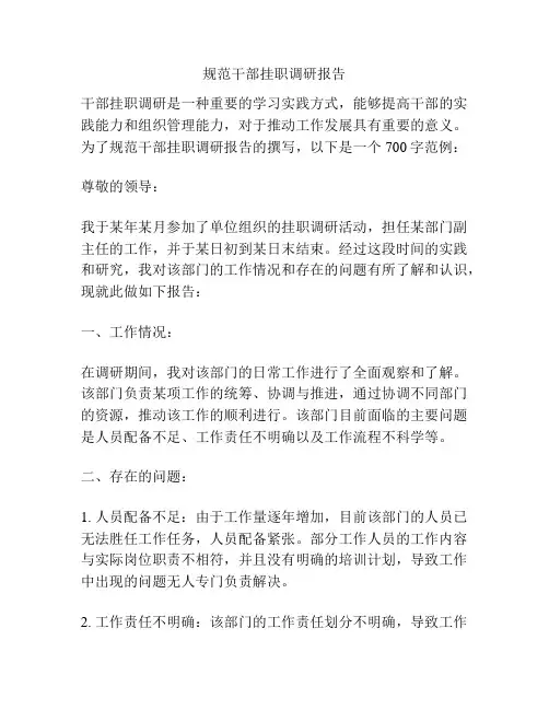 规范干部挂职调研报告