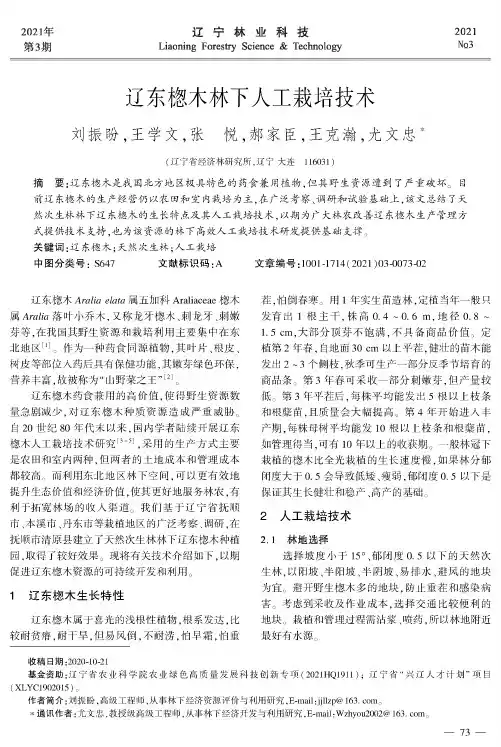 辽东楤木林下人工栽培技术