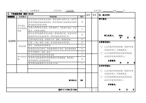 绩效考核-月度优秀员工评审表(设备管理及维修岗位)