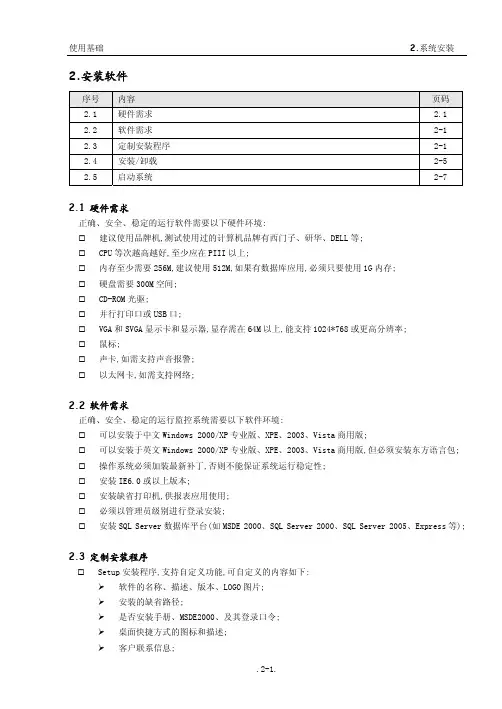 监控系统安装手册说明书