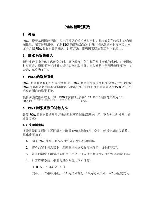 pmma膨胀系数