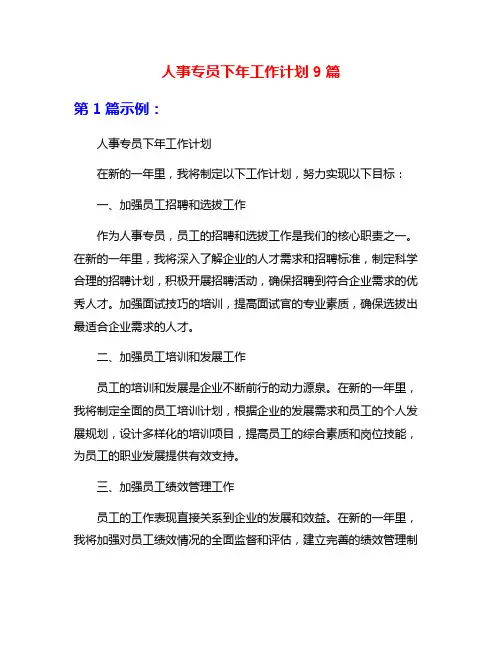 人事专员下年工作计划9篇