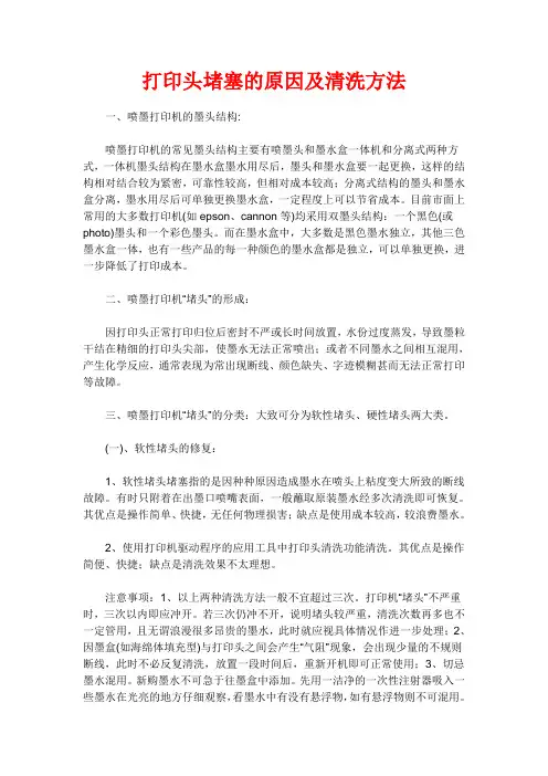 打印头堵塞的原因及清洗方法