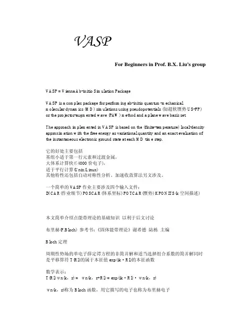 VASP简明手册--输入