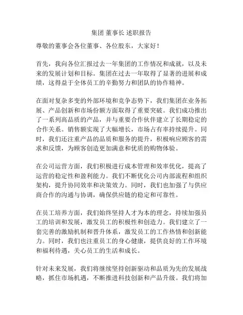 集团 董事长 述职报告