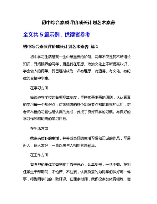 初中综合素质评价成长计划艺术素养