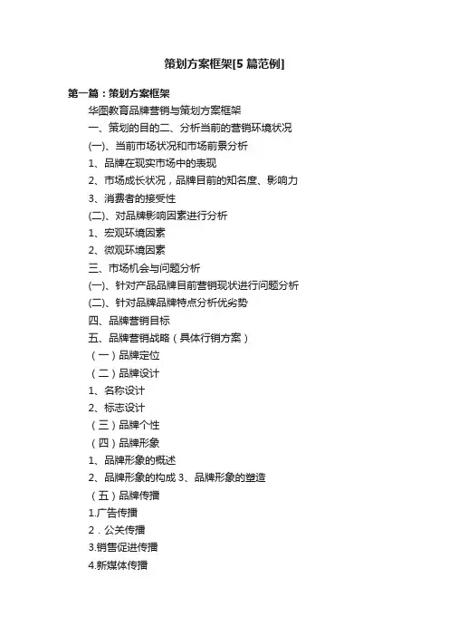 策划方案框架[5篇范例]