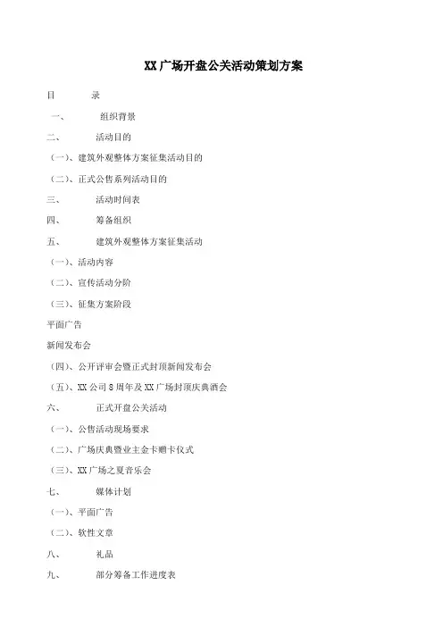 广场开盘公关活动策划方案精选